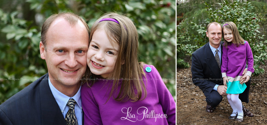 Father and daughter in purple